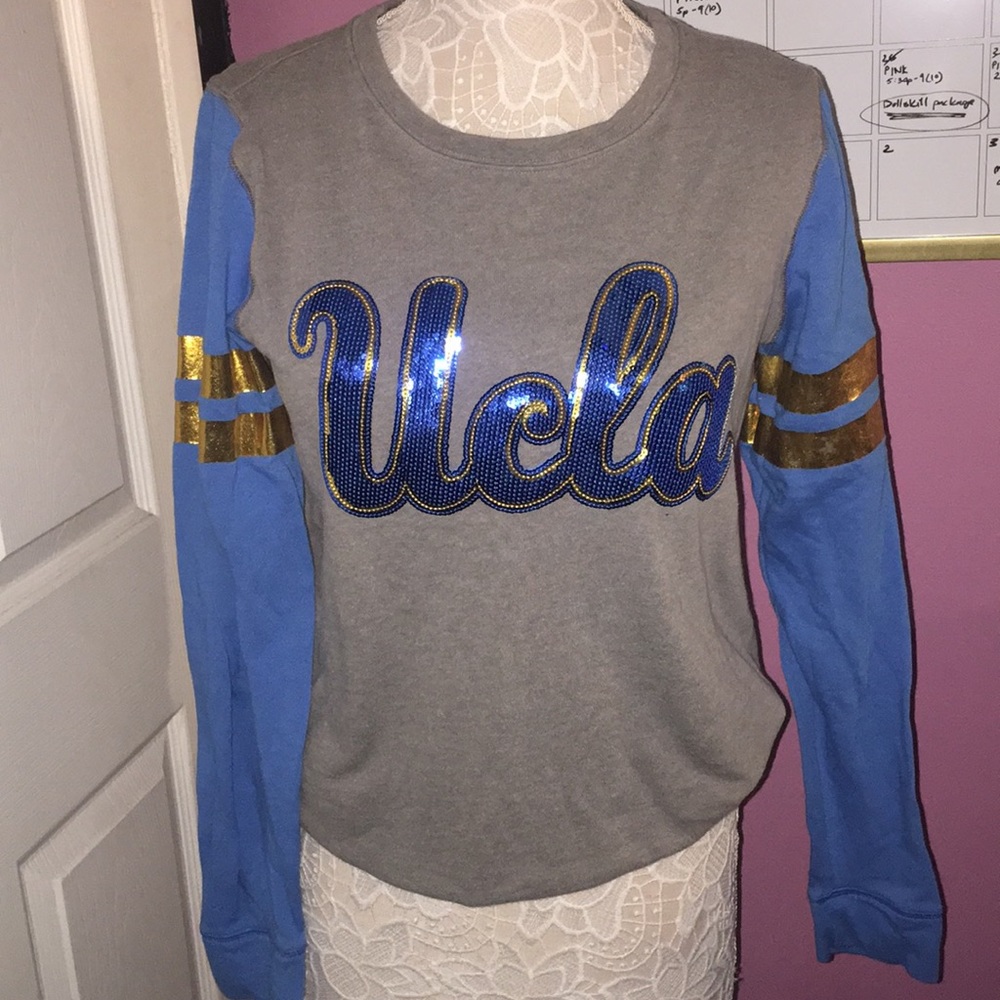 PINK UCLA SEQUIN SWEATER!!!! SIZE S!!!!